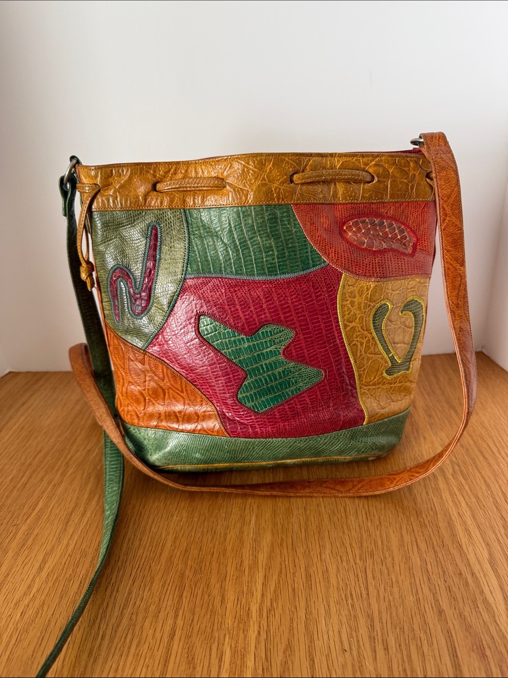 Vintage Sharif Multicolor Patchwork Leather Crossbody